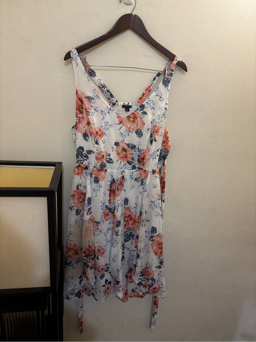 torrid White Mini Dress with Pink Floral Print